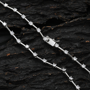 EYIKA oro bianco placcato rotondi da Tennis <span class=keywords><strong>con</strong></span> catena sottile 3MM semplice Design distanziatore 5A CZ collana di diamanti da donna - Product Image 2