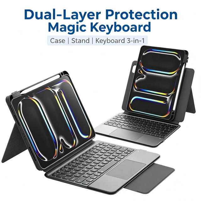RICHISON BT Wireless French Layout RGB 78-Key Scissor Switch Magnetic Detachable Slim Lightweight Multi-Angle Stand Tablet Case
