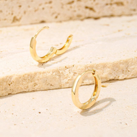 Boucles d'oreilles créoles Huggie rondes en or jaune massif 14K (AU585) de qualité supérieure pour femmes, bijoux fins, idéales pour la création de bijoux DIY