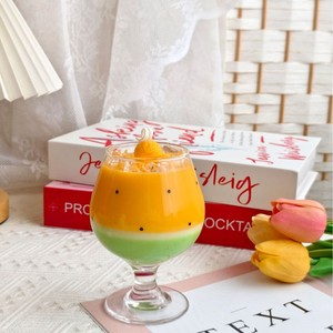 Creative Food Imitation Watermelon Slush Scented Candle Soy Wax Glass <b>Cup</b> Home Shooting Decor Present - Product Image 3