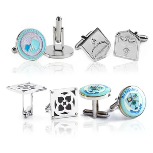 Nome personalizzabile Logo aziendale Eagle Cuff Link Set gemelli In ottone smaltato epossidico In lega di zinco In metallo per uomo di lusso In scatole