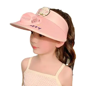 Sombrero grande de verano para niño y niña, visera anti-UV, protección solar, gorro vacío, sombrilla, ventilador