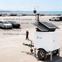 Cámara de Vigilancia Solar OKAF AI 4G, Remolque Móvil con CCTV Solar para Seguridad en Obras de Construcción