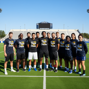 Camiseta One Team One Dream, ropa promocional, cuello redondo negro, talla unisex para adultos - Product Image 1