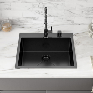 Black Drop In Gunmetal Black RV Lavandería Utilidad Montaje superior Calibre <span class=keywords><strong>16</strong></span> Acero inoxidable Tazón único Fregadero de cocina pequeño profundo - Product Image 5