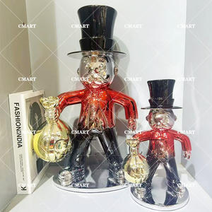 Nueva Escultura de Hombre Rico con Baño de <span class=keywords><strong>Cromo</strong></span>, Escultura de Monedero con Dólares, Escultura Pop Art de Hombre Rico - Product Image 4