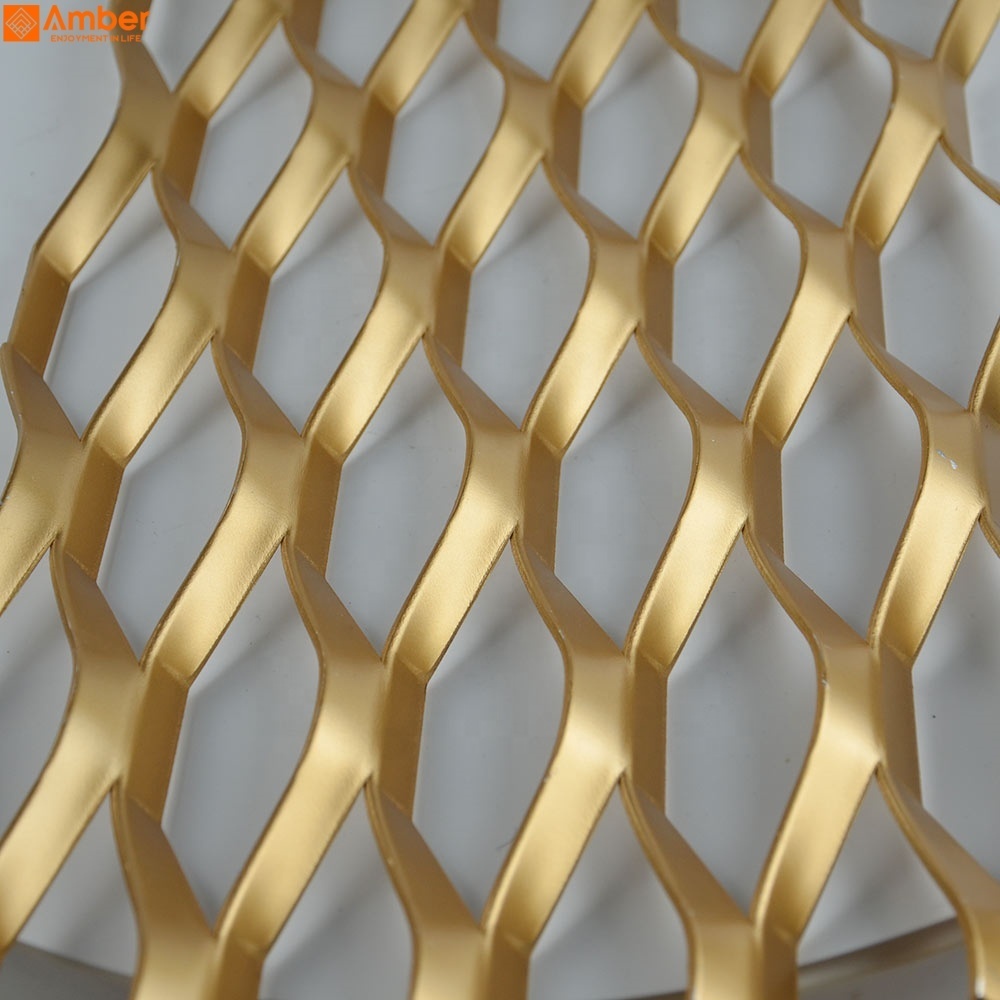 Aluminum Diamond Shape Stretched Expanded Metal Sheet Mesh for Construction Facade Cladding Suspended Ceiling
