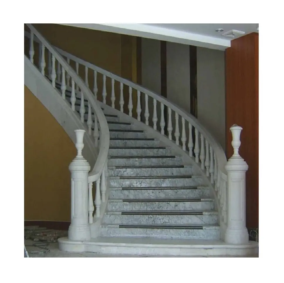 Mármol blanco de Carrara vender espiral escalera circular mármol escalera de caracol de jardín planta escaleras de interior