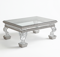 Table basse rectangulaire meubles en bois miroir Table à thé moderne diamant écrasé bord biseauté décor à la maison Table basse nordique