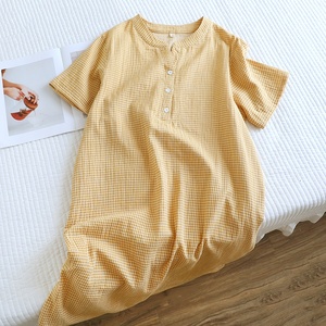 <span class=keywords><strong>Sujin</strong></span> ชุดนอนผ้าฝ้ายแท้สองชั้นสำหรับใส่อยู่บ้านชุดนอนแขนสั้นคอวีทรงหลวมลายสก๊อตน่ารักเรียบง่ายสำหรับผู้หญิงใส่ในฤดูร้อน XL - Product Image 6