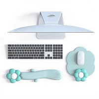Repose-poignets ergonomiques en mousse à mémoire de forme pour clavier et souris, ensemble repose-poignets pour clavier et tapis de souris motif floral avec support pour le poignet pour le bureau