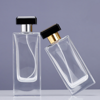 Bouteille de parfum en verre épaissi de luxe de haute qualité 100ml bouteille de vaporisateur de parfum en verre vide de parfum carré avec ensemble de couvercle en T