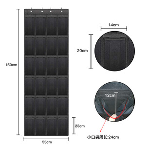 24 Grid Hanging Closet Organizer Non Woven Fabric Storage Bag For Bathroom Door Multipurpose Rectangle Hook Type Black Version - Product Image 2