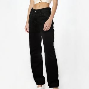 Pantalones vaqueros <span class=keywords><strong>de</strong></span> pierna recta <span class=keywords><strong>de</strong></span> algodón 100% para <span class=keywords><strong>mujer</strong></span>, pantalones <span class=keywords><strong>de</strong></span> pierna ancha con forro polar térmico en negro/blanco, calidez <span class=keywords><strong>de</strong></span> invierno acogedora - Product Image 4