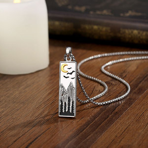 Collana Merryshine in Rame con Motivi Forestali, Montani, Oceanici e Naturali per Sciatori, Escursionisti, Campeggiatori, Alpinisti e Amanti della Natura, <span class=keywords><strong>Gioielli</strong></span> in <span class=keywords><strong>Ossidiana</strong></span> - Product Image 2