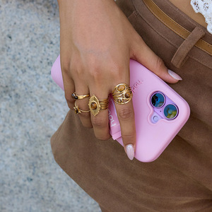 Geometric Tiger's Eye <b>Open</b> <b>Ring</b> 18K Gold Plated Bezel Setting Women's Fashion Jewelry Gift - Product Image 3