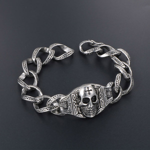 Skull Skeleton <b>Chain</b> Bracelet <b>Titanium</b> Steel Men's Rock Style Party Jewelry CE231 - Product Image 2