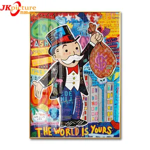 Modern Home Money Wall Canvas Posters Prints The World Is Yours glass painting monopoly wall art