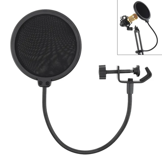 Double Layer Studio Microphone Pop Filter Flexible Wind Screen Sound Filter Mask Mic Shield for Speaking Recording Accessories