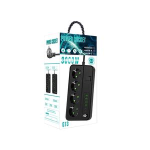 سعر المصنع الأوروبي ، منافذ 4AC مع مقبس كهربائي ومنافذ شحن ، شريط طاقة بسلك تمديد عالي الجودة - Product Image 6