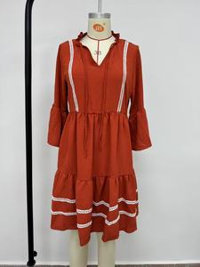 Vestido Midi Casual de Verano para Mujer, Talla Grande, Cuello en V, con Encaje, Manga Corta, Estilo Línea A, Dropshipping Shopify - Product Image 6
