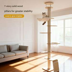 Árbol para Gatos de Madera Maciza de 7 Niveles, Torre para Gatos Estable de Piso a Techo con Rascador para Familias con Varios Gatos - Product Image 5
