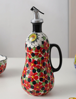 Bouteille de Rangement en Céramique Série Bohème Personnalisable pour Huile et Sauce Soja, pour Restaurants et Hôtels, Taille M (401-500ml), Option Vente en Gros