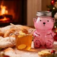 Gobelet en verre réutilisable en forme d'ours en peluche au design classique, sans BPA, avec paille, anti-fuite, résistant à la chaleur, compatible lave-vaisselle, pour boissons froides