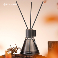 Diffuseur de parfum à bâtonnets coniques en verre coloré, bâtonnets en fibre pour la décoration intérieure, logo personnalisé, MSDS, REACH, vente en gros