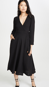 De <span class=keywords><strong>algodón</strong></span> de manga larga de otoño negro liso con cuello en V <span class=keywords><strong>Mujer</strong></span> vendaje <span class=keywords><strong>vestido</strong></span> casual - Product Image 2