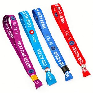 Pulseras Promocionales Ecológicas Ajustables con Clip de Plástico para Eventos y Fiestas, Pulseras Tejidas de Tela Personalizadas para Festivales - Product Image 5