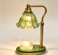 Lampe chauffe-bougie en forme de fleur avec minuterie et variateur de luminosité à 4 niveaux, hauteur réglable