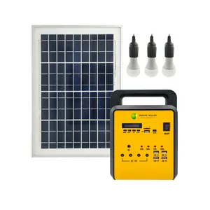 Sistema de energía solar de 12 voltios para el hogar, kit de casa con panel solar y batería, linterna led