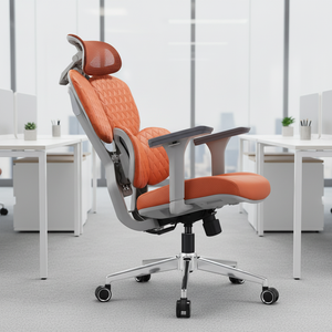 Orange High Back Executive Office <strong>Chair</strong> Ergonomic Leather <strong>Mesh</strong> 5D Armrest Adjustable Headrest Swivel Embroidery <strong>Gaming</strong> <strong>Chair</strong> - Product Image 2