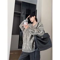 Pull en laine col V pour femme, tricot torsadé bicolore de haute qualité, coupe ample, épais et minimaliste pour l'hiver