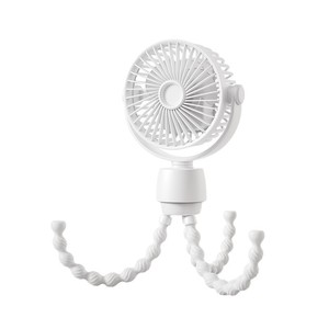 Mini ventilateur Octopus avec fonction oscillante, alimenté par USB, ventilateur portable pour poussette de bébé, blanc - Product Image 1