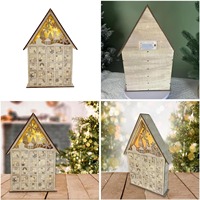 Ornement de tiroir de calendrier en bois lumineux de Noël, ornement de table, ornement de calendrier de Noël de cadeau de cadeau pour enfants