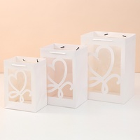 Yaratıcı Şeffaf Öğretmenler Günü Elde Taşınabilir Çiçek Paketleme Karton Çantası Pencereli Hediye Çantası Buketler Bebekler UV Baskılı İp