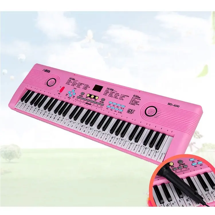 어린이 장난감 피아노 61 키 뮤지컬 키보드 전기 피아노 장난감 어린이를위한 전자 장기 ABS 플라스틱 키보드
