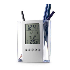 Promotion cadeaux bureau papeterie multifonction bureau stylo porte-crayon LCD réveil électronique calendrier perpétuel porte-stylo - Product Image 3