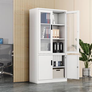 Armario de almacenamiento de archivo de acero de alta calidad personalizado con puerta superior de vidrio puerta inferior de <span class=keywords><strong>Metal</strong></span> <span class=keywords><strong>para</strong></span> muebles de oficina - Product Image 3