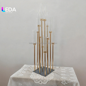 <span class=keywords><strong>Candelabro</strong></span> LEDA en Oferta, de 12 Brazos, Metal Dorado, 1.2 m de Altura, para Mesa de Comedor, Decoración de Bodas - Product Image 5