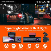 Cámara para Coche 4K HD de 3 Canales IPS con 3 Lentes (Frontal, Interior y Trasera), DVR, GPS, WiFi, Monitor de Estacionamiento y Caja Negra