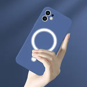 New Design Wireless Charging Silicone Magnetic Cell Phone Housing for iPhone 11 12 13 Pro Max Phone Case