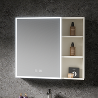 Meuble de salle de bain mural moderne avec miroir LED, étagères de rangement multifonctionnelles et grande capacité de stockage