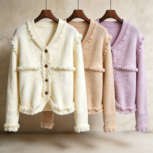 Suéter de Punto Personalizado de Fábrica YIYU, Cárdigan de Estilo Coreano de Lujo para Mujer, Manga Larga, Textura Suave, OEM - Product Image 2