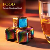 Logo personnalisé Carré en acier inoxydable Pierres à whisky Glaçons réutilisables pour la nourriture et le bar