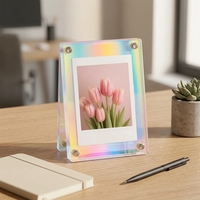 Cadre photo magnétique double face irisé en acrylique transparent, présentoir d'images en lucite 4x6 pouces, décoration de table/bureau