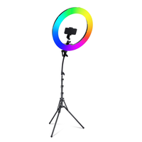 NEEWER Lampu Cincin LED RGB 18 Inci Kontrol APP dengan Stand dan Penyangga Ponsel untuk Selfie, Makeup, TikTok, Vlog