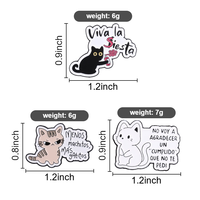 Lot de 3 épingles en émail avec slogan espagnol, chat mignon, citation amusante, broche chaton pour décoration de sac à dos